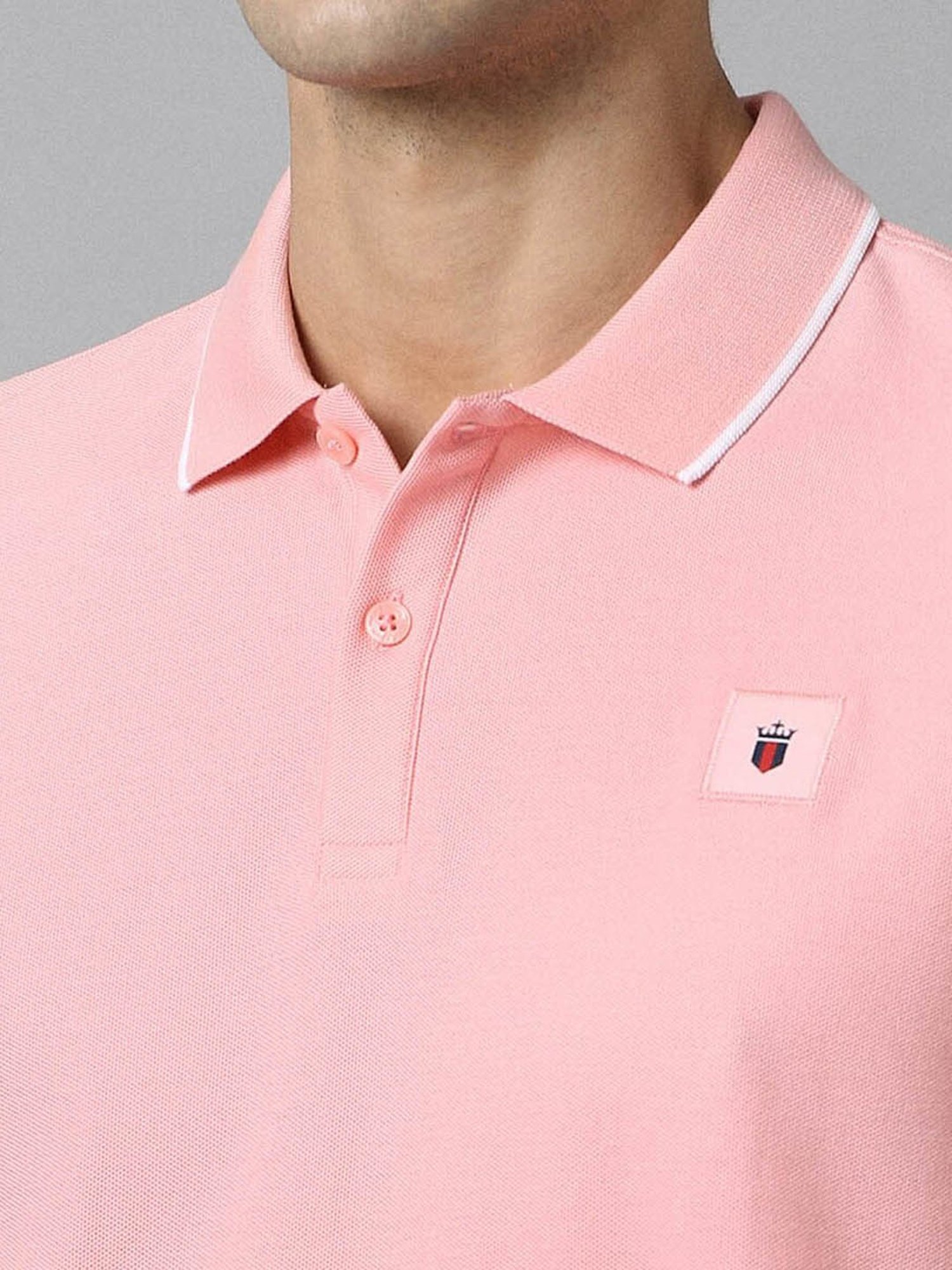 Louis Philippe Sport Pink Cotton Slim Fit Polo T-Shirt