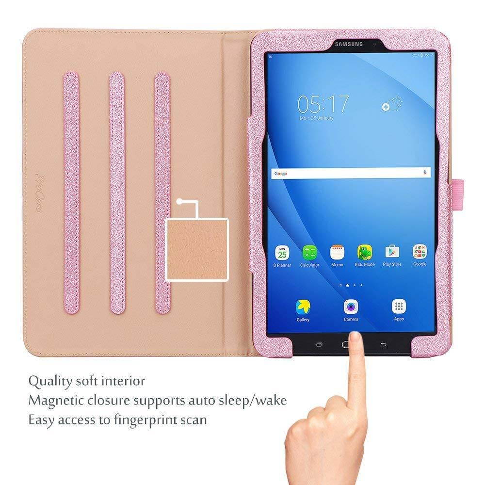 ProCase Samsung Galaxy Tab A 10.1 Case - Stand Folio Case Cover for Galaxy Tab A 10.1" Tablet SM-T580 T585 T587 (NO S Pen Version), with Multiple Viewing Angles, Document Card Pocket -Glitter Pink