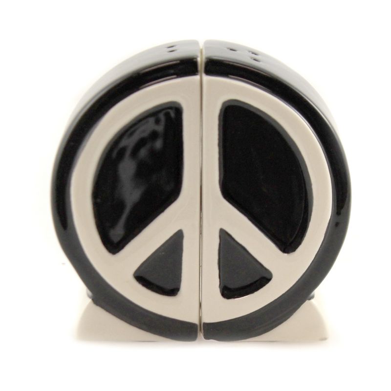 Tabletop 3.0" Peace Sign Salt/Pepper Magnetic Symbol Pacific Trading  -  Salt And Pepper Shaker Sets