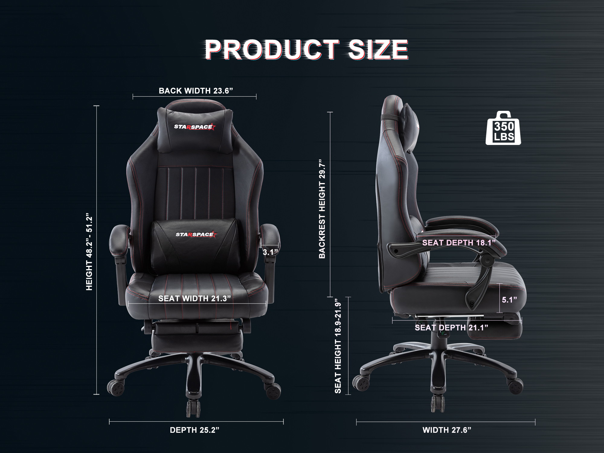 STRASPACE Big & Tall 400lb Memory Foam Reclining Gaming Chair Metal Base - Adjustable Back Angle and Retractable Footrest Ergonomic High-Back Leather Racing Executive Computer Desk Office Chair, Blue