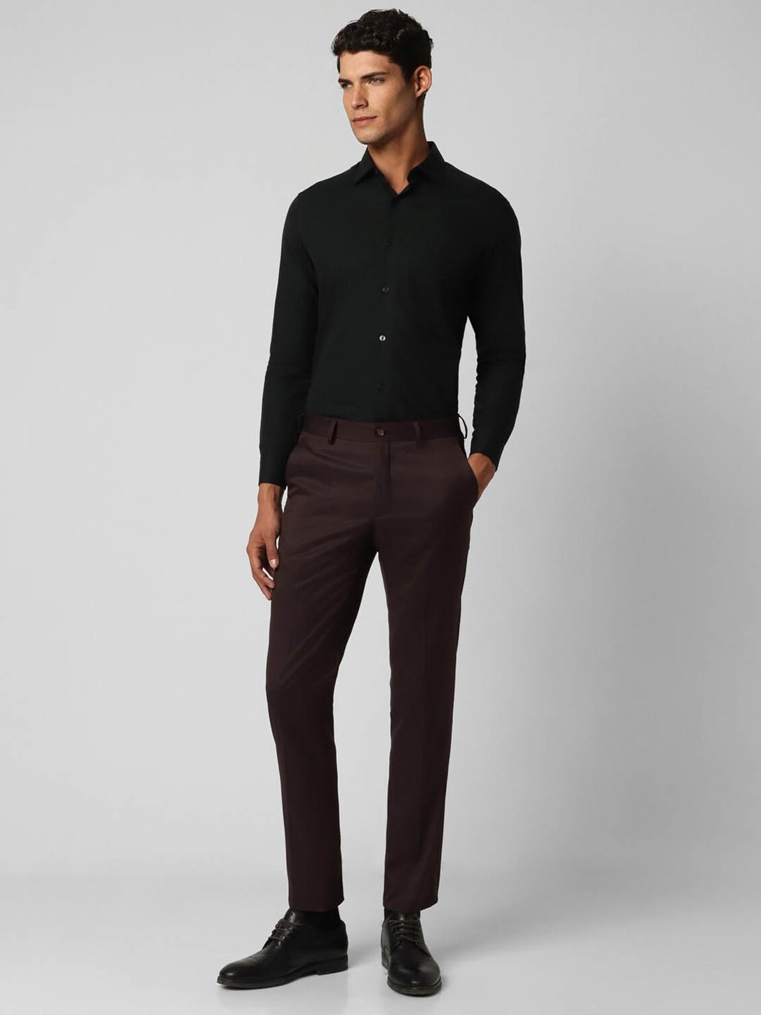 V Dot Maroon Skinny Fit Trousers
