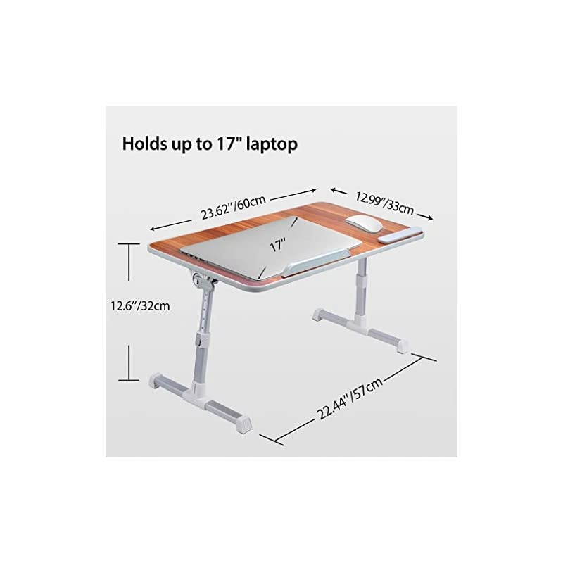 Size] Neetto Height Adjustable Laptop Bed Desk, Portable Laptop Table Standing Desk, Sofa Breakfast Tray With Foldable Legs, Notebook Stand Reading Holder for Couch Floor Kids - American Cherry