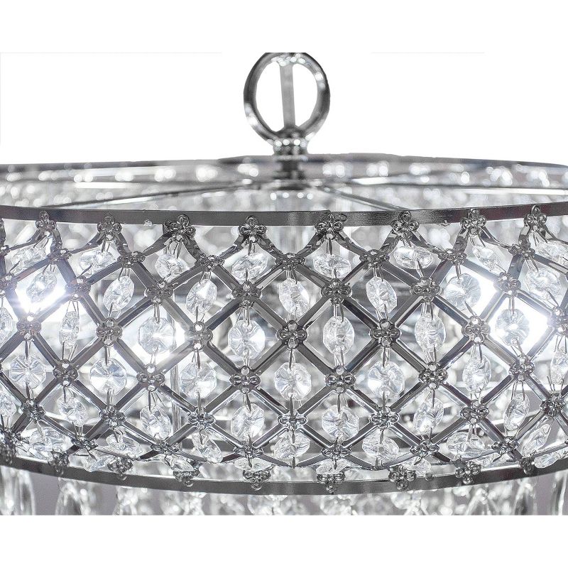 14.25" Tiered Crystal Glass Hanging Chandelier Chrome - River of Goods