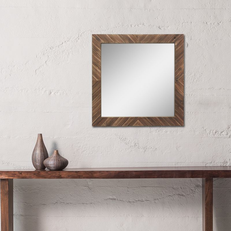 Wood Chevron Decorative Wall Mirror Brown - Stonebriar Collection