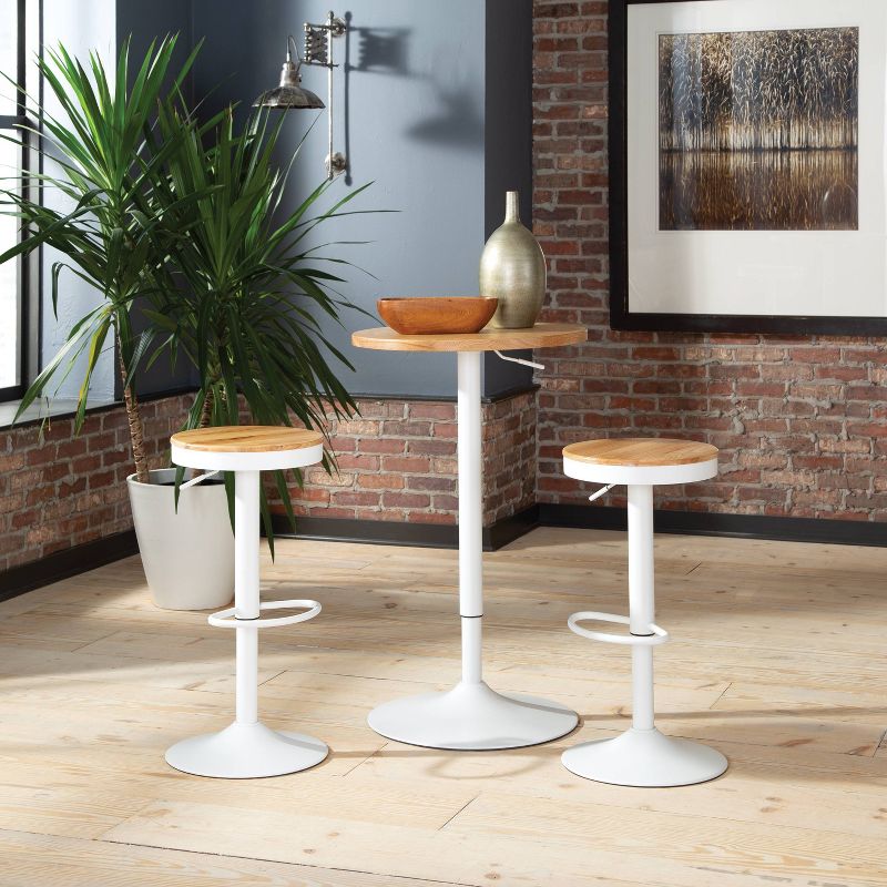 32" Industrial Modern Backless Adjustable Barstool White/Natural - OFM