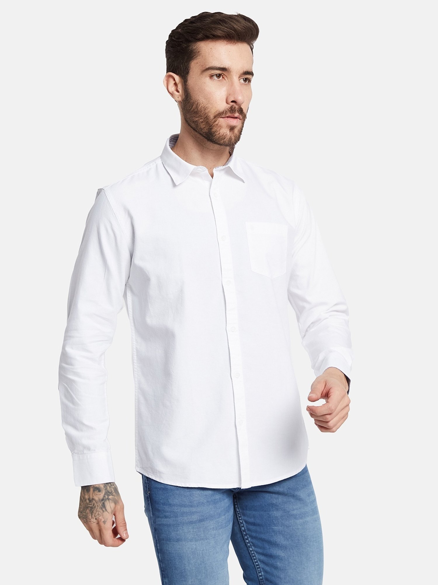 Mettle White Cotton Regular Fit Shirt