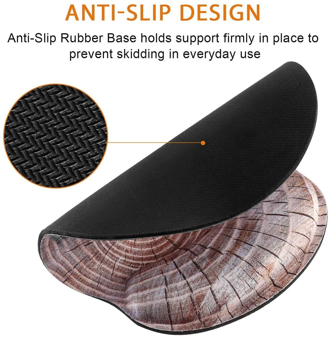 Mouse Pad with Wrist Rest Support, ToLuLu Gel Ergonomic Mouse Pads with Non Slip Rubber Base Memory Foam Mousepad, Mouse Wrist Rest Pad for Laptop Computer Home Office Working Pain Relief, Wood Art