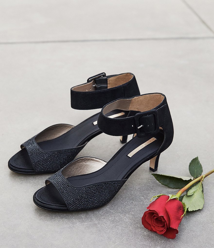 Pelle Moda Berlin6 Metallic Suede Crystal Embellished Dress Sandals