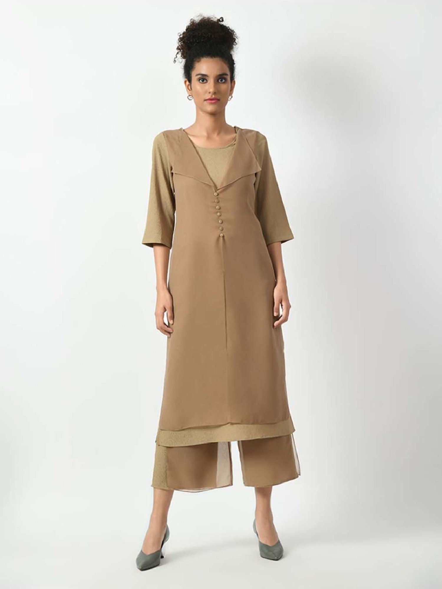 Office & You Brown Mid Rise Palazzos