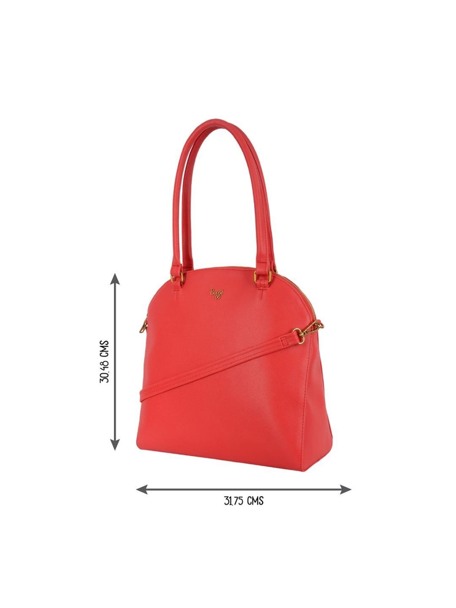 Baggit Leona Sprinkle Red PU Solid Bowler Shoulder Handbag