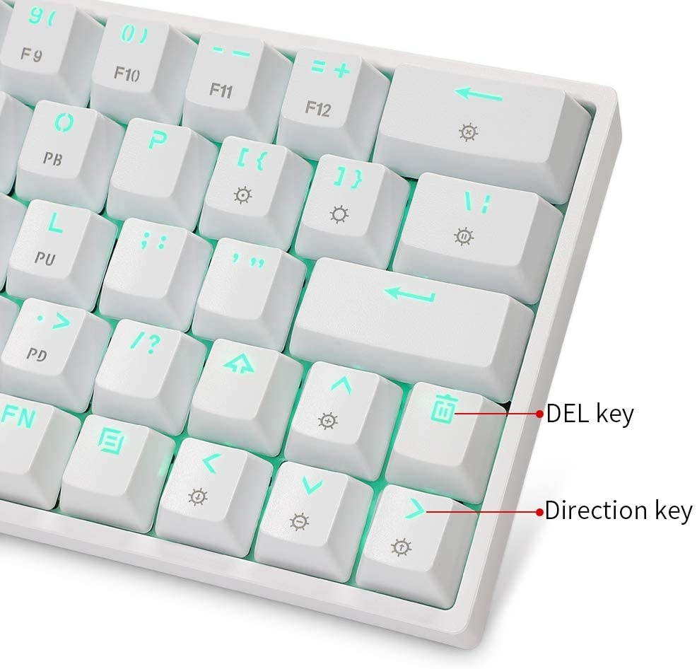 EPOMAKER SKYLOONG SK64 GK64 64 Keys Hot Swappable Mechanical Keyboard with RGB Backlit, ABS Keycaps, Arrow Keys, Programmable for Win/Mac/Gaming (Gateron Optical Red, White)