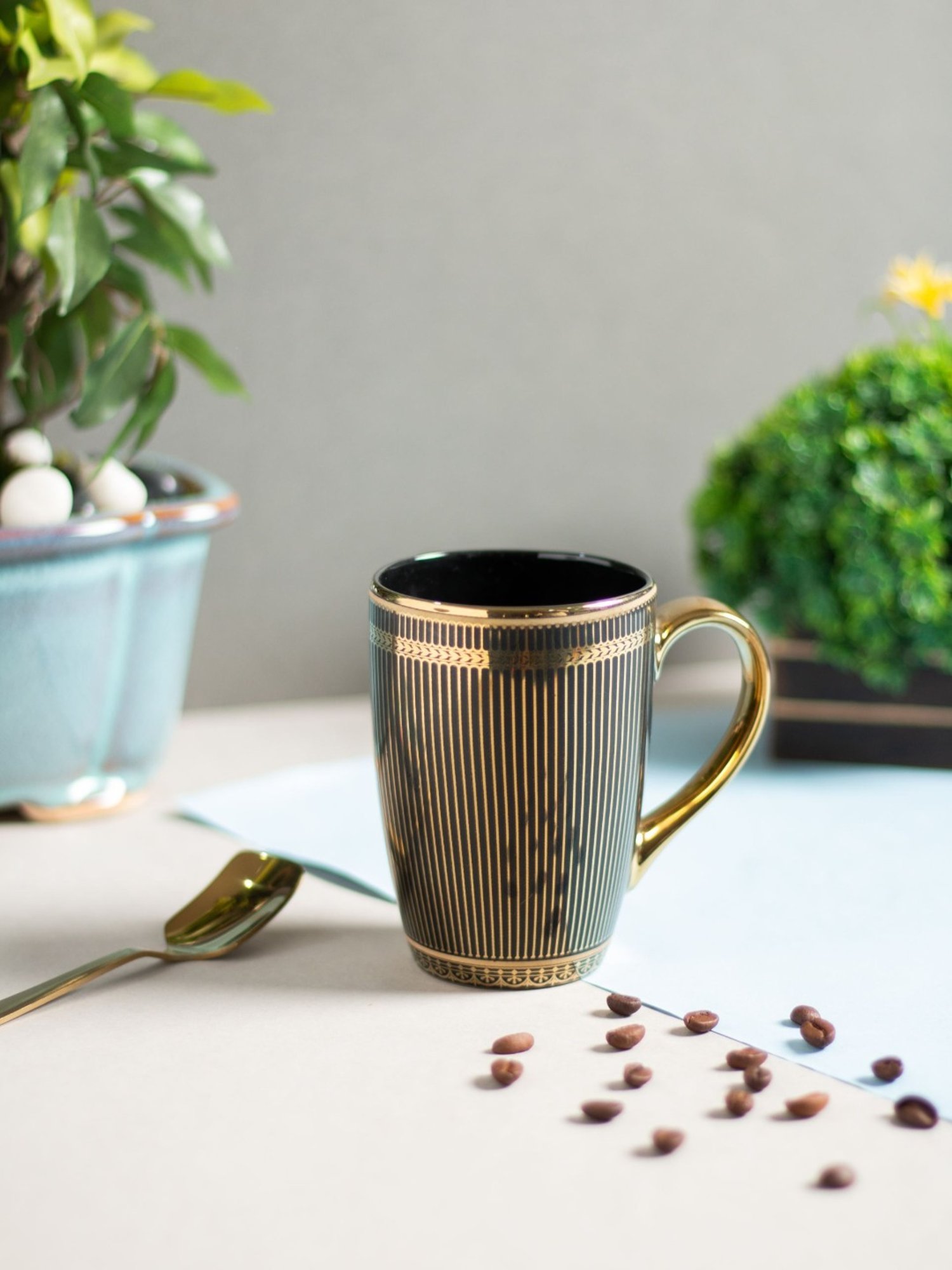 JCPL Solid Black Ceramic Coffee Mug (350 ml)