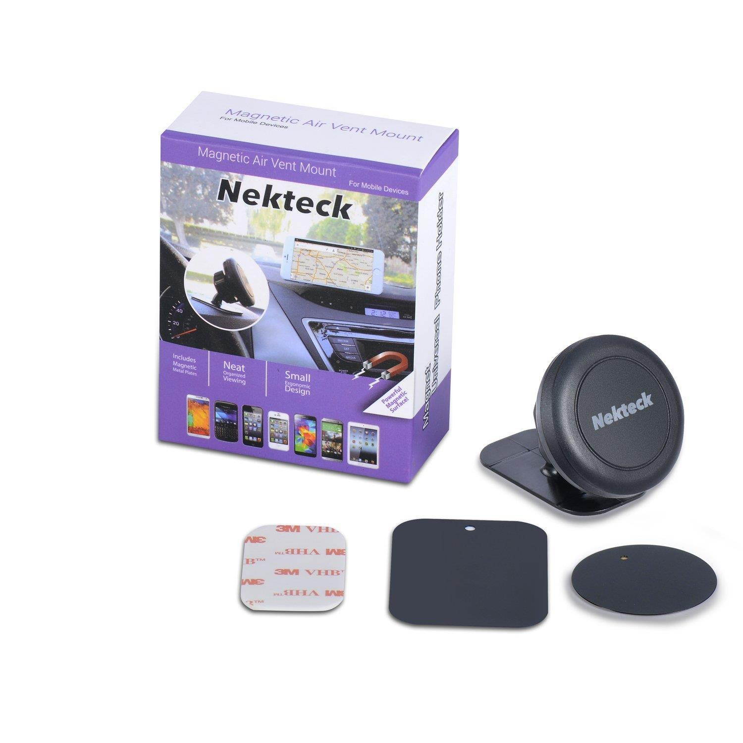 Car Mount, Nekteck Universal Stick on Dashboard Magnetic Car Mount Holder for iPhone 7 6 6S Plus 5S 5C 5 SE, Samsung Galaxy S6/S7 Edge Plus S5 Note 5 4 3, LG G5, Nexus 6P 5X More, Black