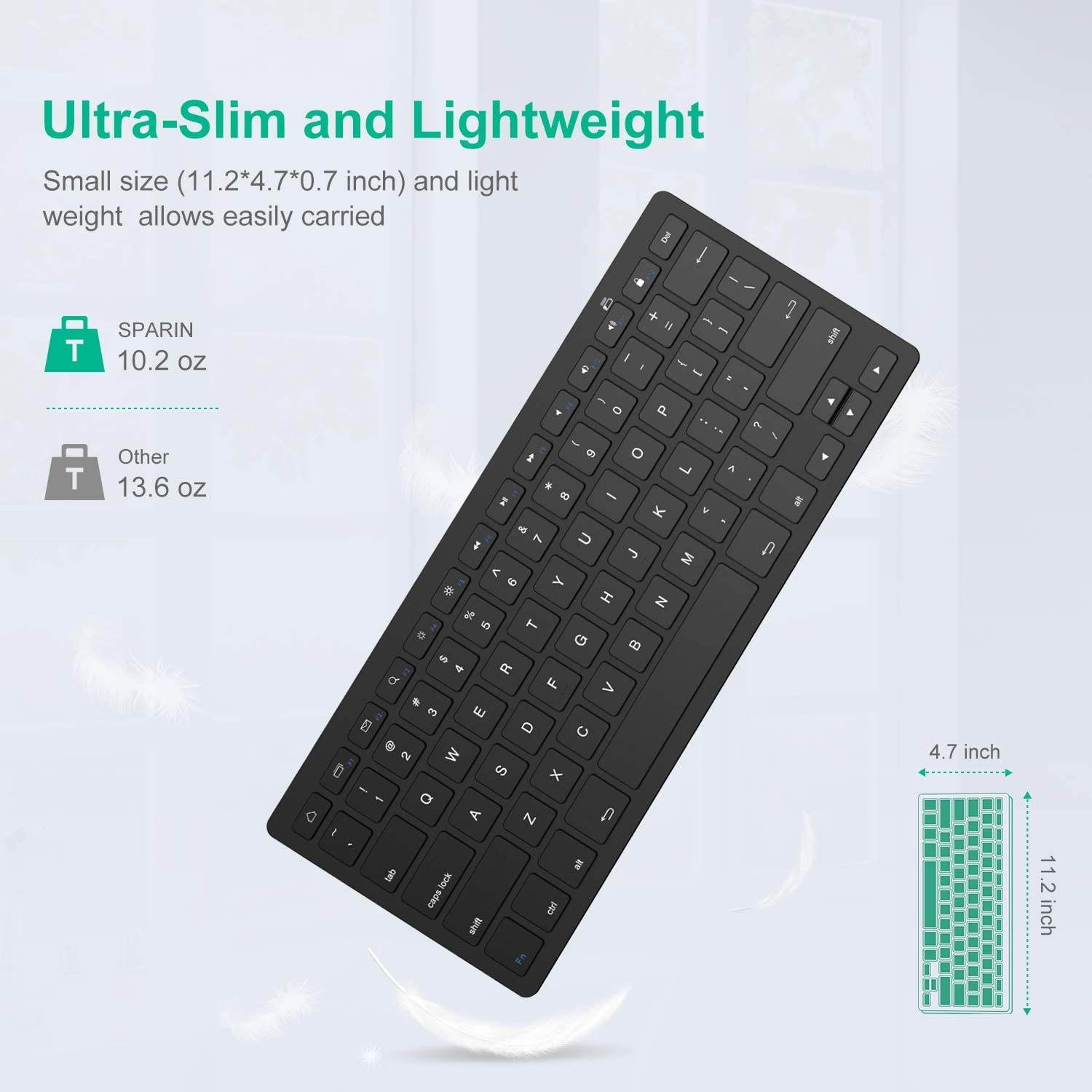 SPARIN Tablet Keyboard for Galaxy Tab A 10.1 / Tab A7, Bluetooth Keyboard for Galaxy Tab S7 Plus/Tab S7 / Tab S6 Lite/Tab S6 / Tab S5e and Other Bluetooth Enabled Tablets and Phones, Black