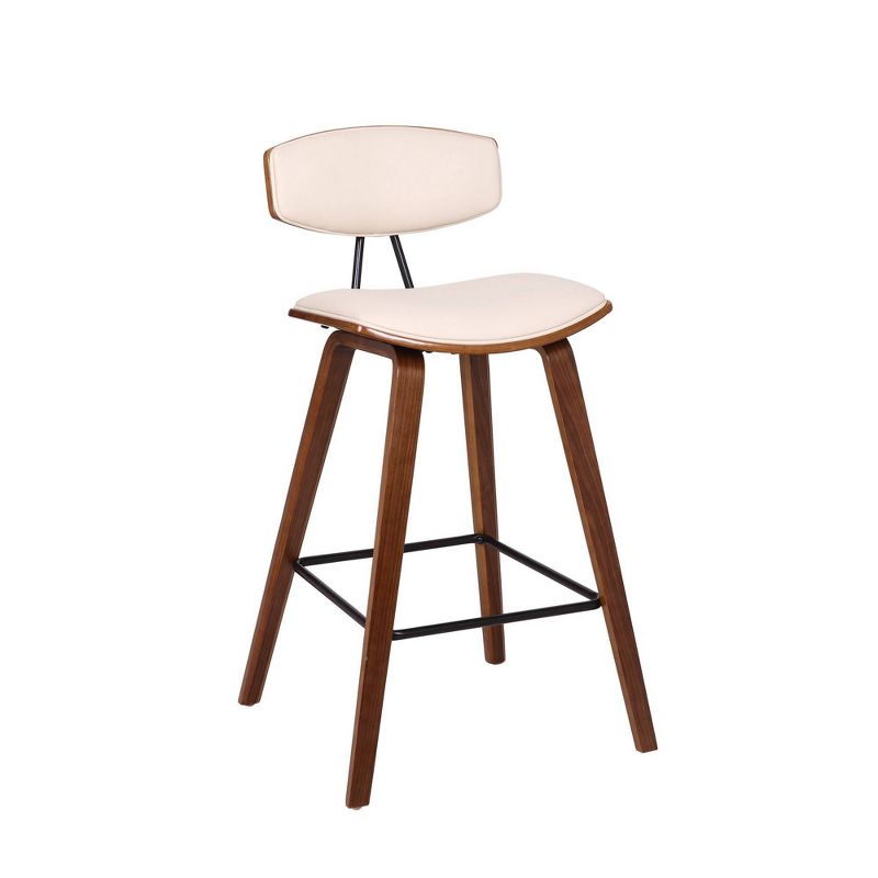 Wooden Barstool with Padded Seat and Open Backrest Blue/Brown - Benzara