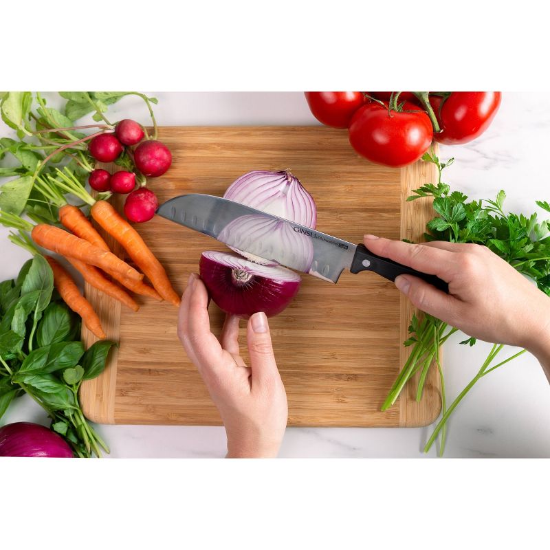 Ginsu Kiso Dishwasher Safe 14pc Knife Block Set Natural with Black Handles