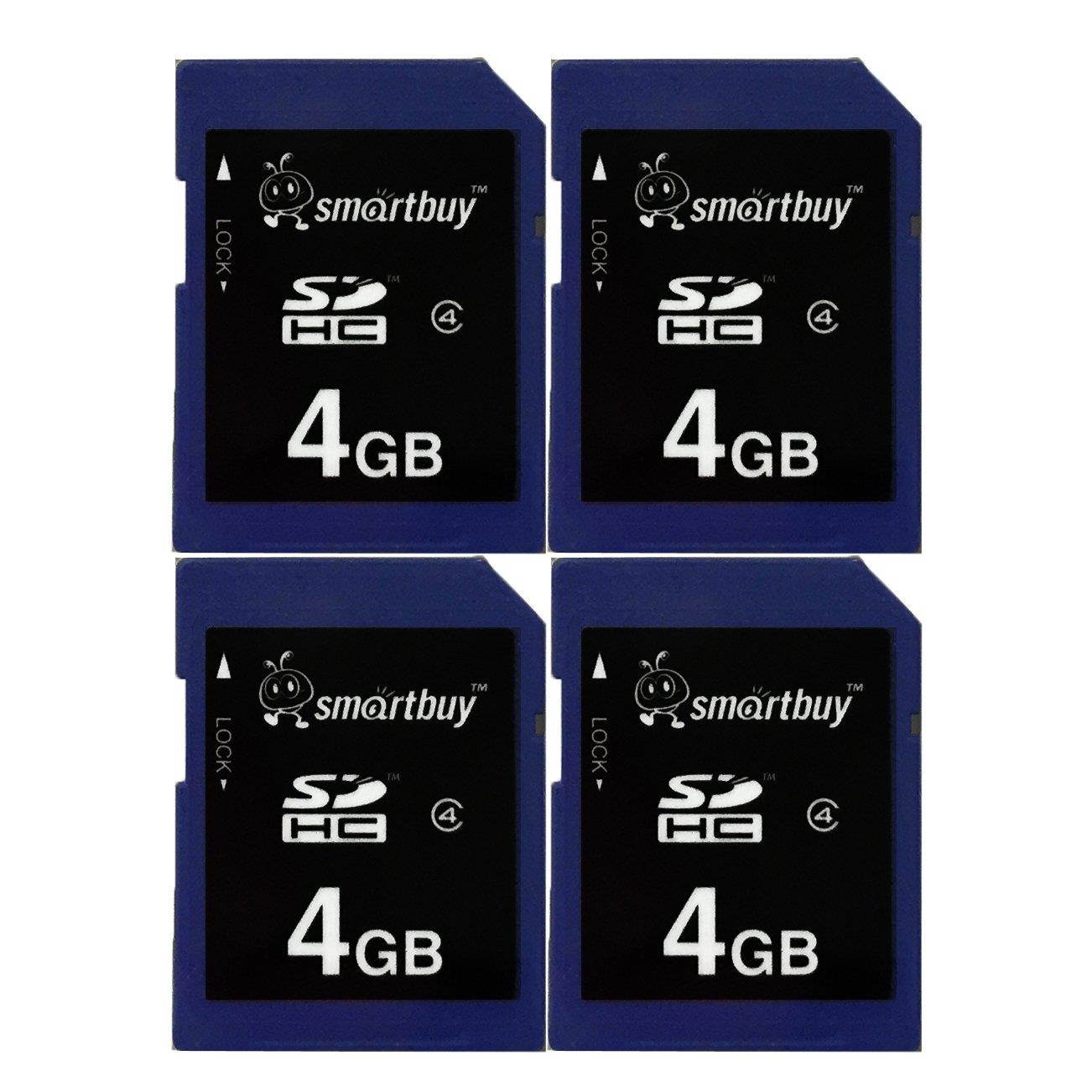 Smart Buy SDHC Class 4 Flash Memory Card SD HC Secure Digital C4 Fast Speed for Camera (4GB (4-Pack))