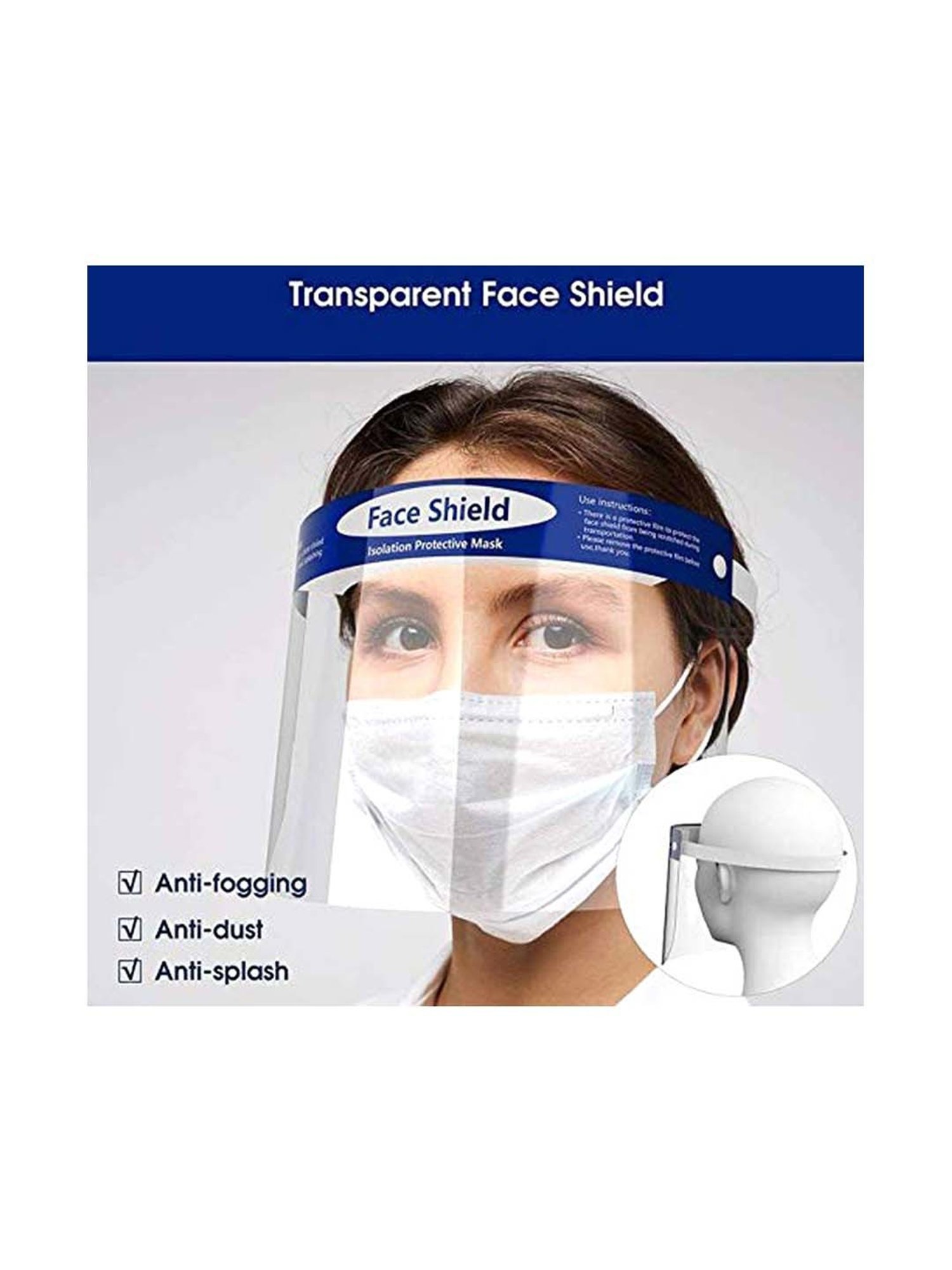 MCP Full Frontal Protection Face Shield - Pack of 1 (Transparent)