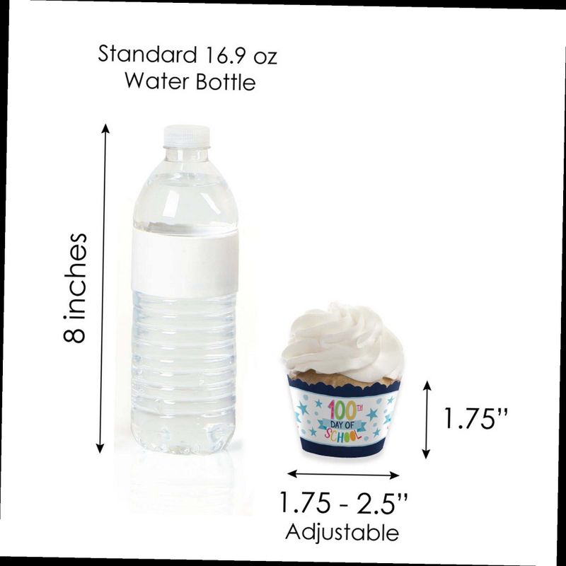 Big Dot of Happiness Happy 100th Day of School - Cupcake Decoration - 100 Days Party Cupcake Wrappers and Treat Picks Kit - Set of 24