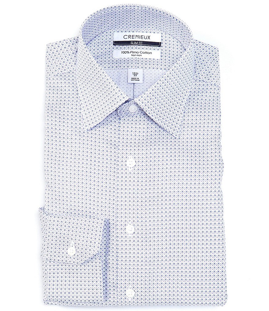 Psycho Bunny Non-Iron Modern Fit Spread Collar Solid Dress Shirt
