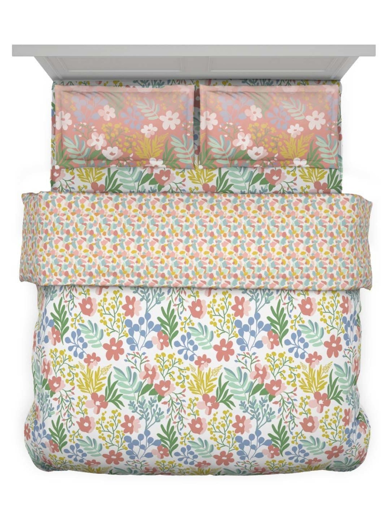 Maspar Blue Cotton 200 TC Reversible Duvet Cover Set