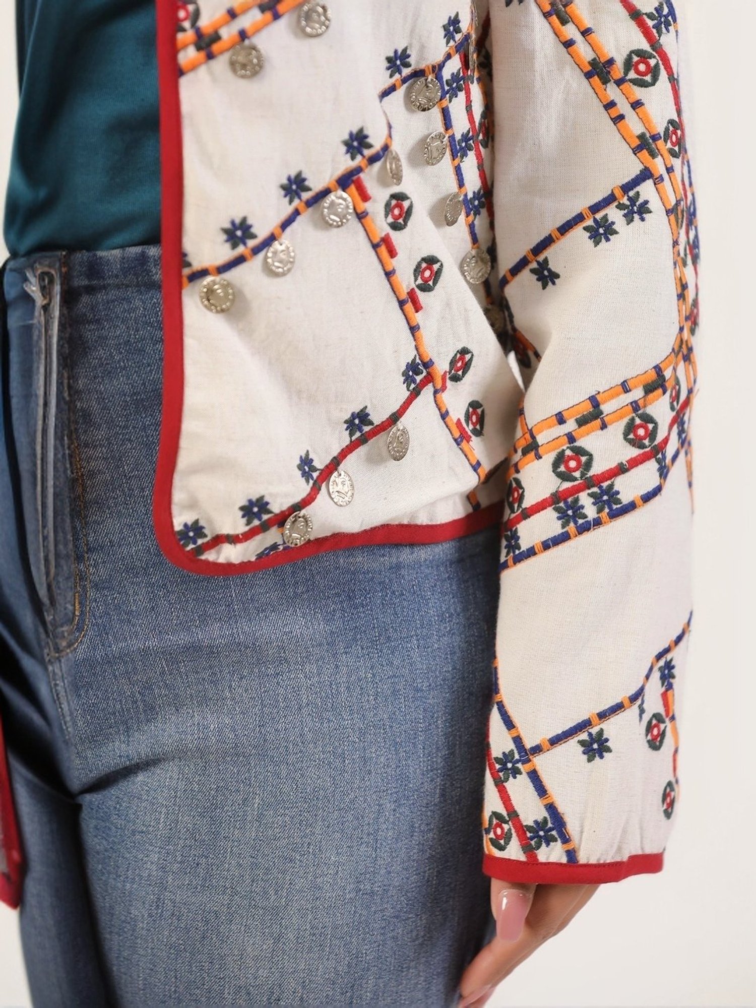 Karyn Seo Miranda Vintage Inspired Embroidered Kimono Cardigan