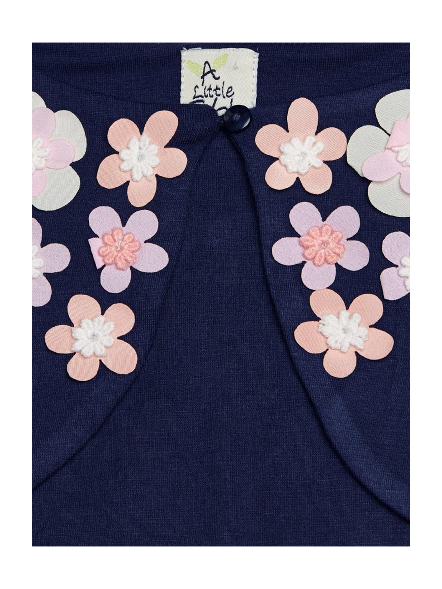 A Little Fable Kids Navy Applique Shrug