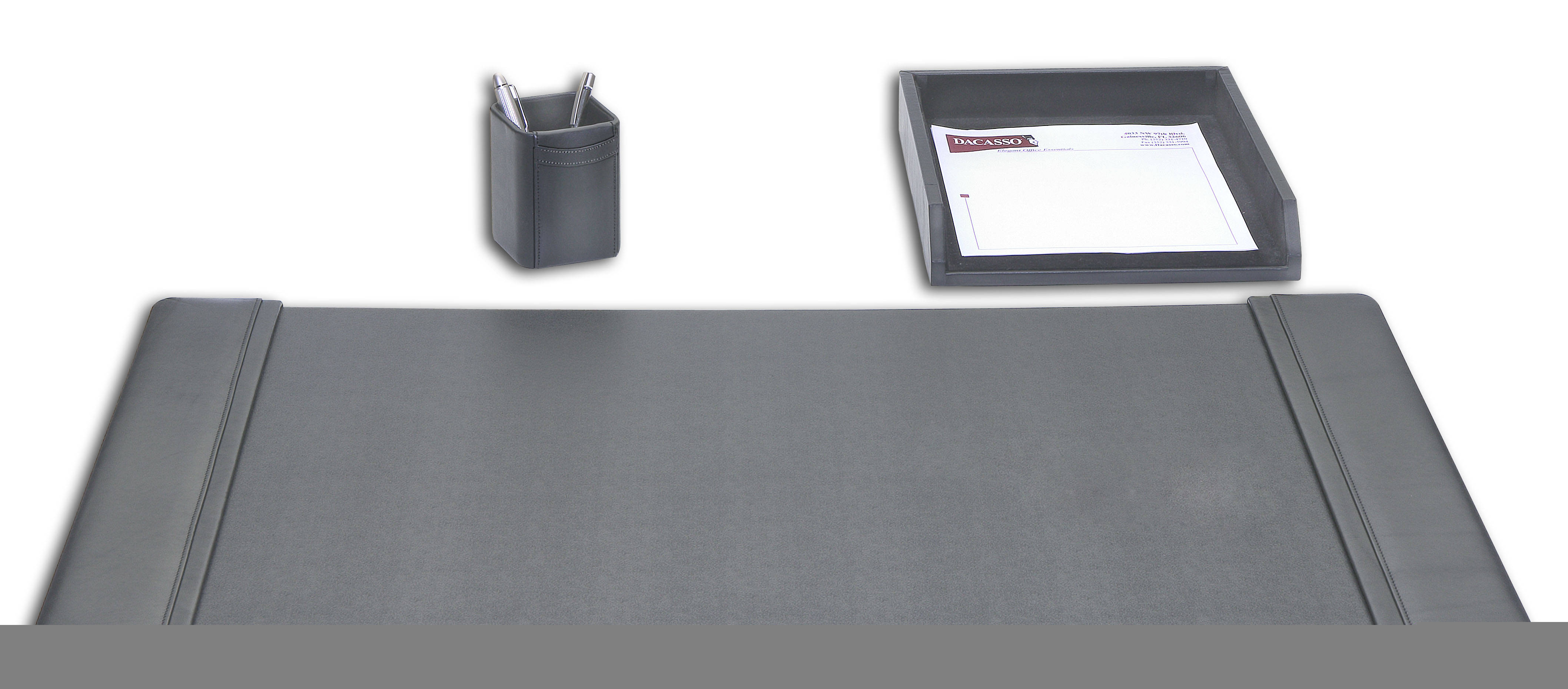 Dacasso D1037 Black Leather 3-Piece Desk Set