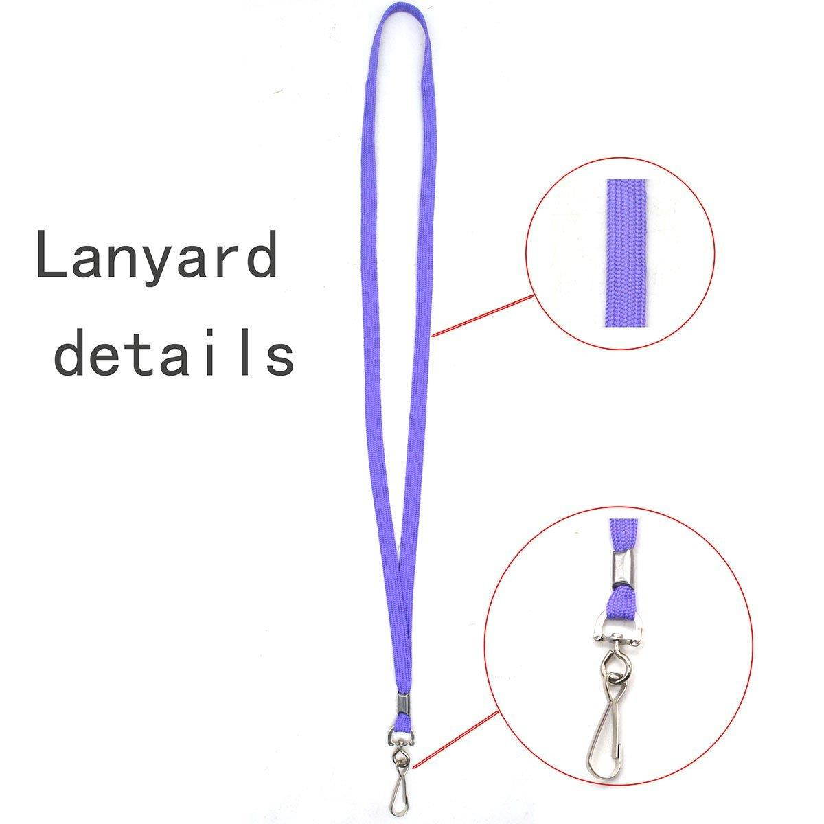 Lanldc 32-Inch Cotton Swivel J-Hook Lanyards Bulk Flat Lanyards for Office ID Name Tags and Badge Holders (50Pcs, Purple)