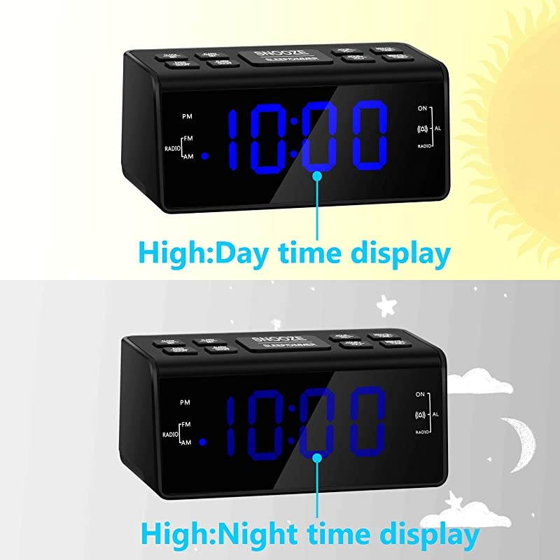 Clock Clocks for Bedrooms with AMFM RadioDimmerSnoozeBattery Backup