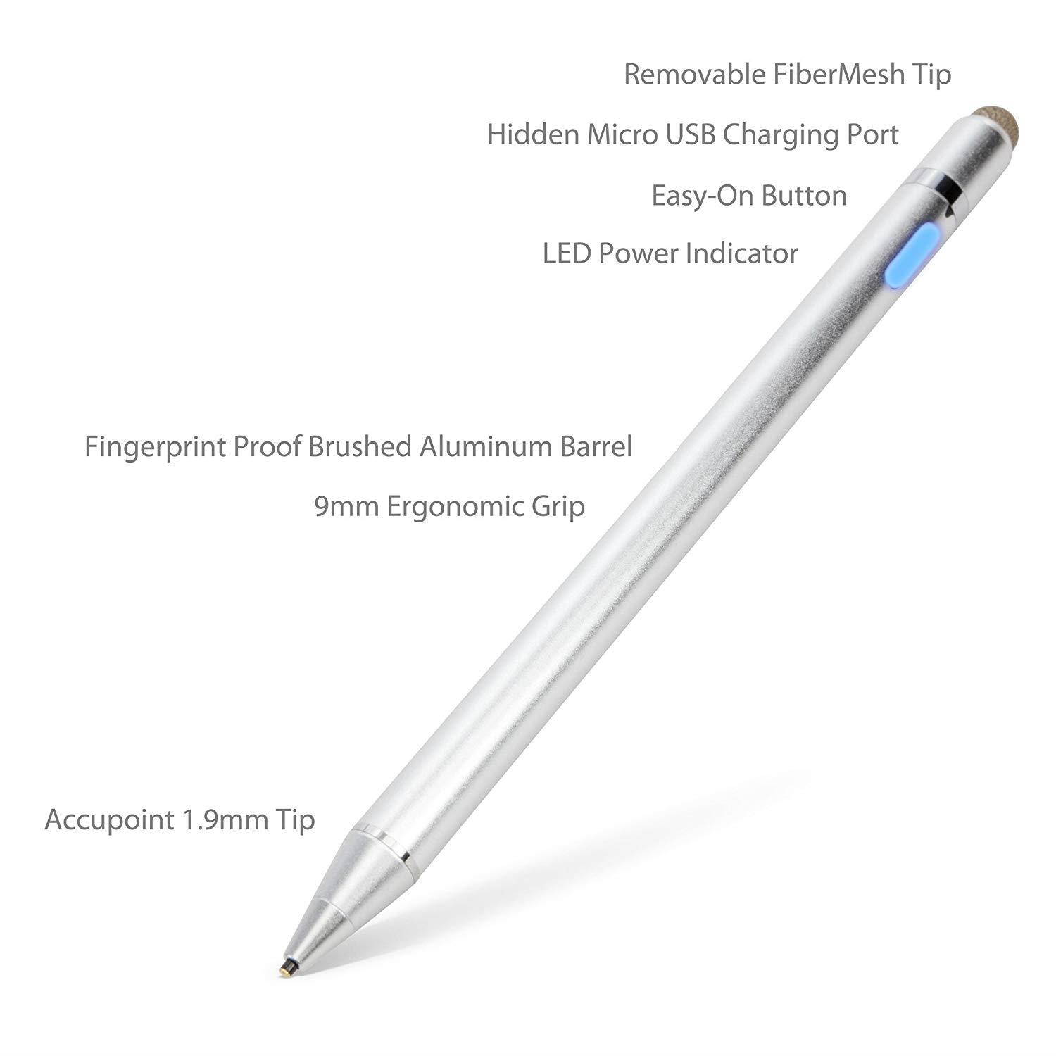 BoxWave Acer Chromebook Spin 11 (R751T) Stylus Pen, [AccuPoint Active Stylus] Electronic Stylus Ultra Fine Tip Acer Chromebook Spin 11 (R751T) - Metallic Silver