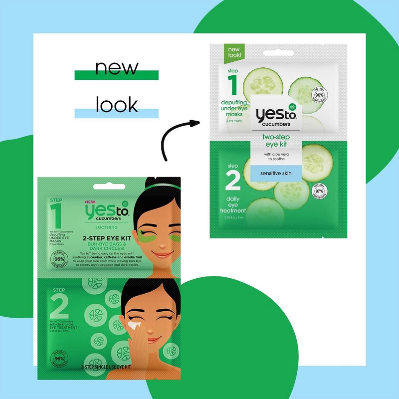 Yes To Cucumbers 2-Step Single Use Eye Kit Buh-Bye Bags & Dark Circles!