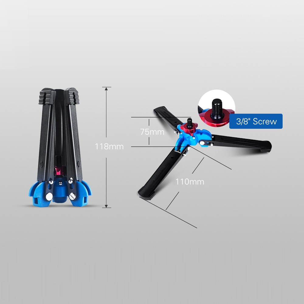Manbily M-1 Portable Universal Mini Three Feet Support Tripod Stand Base Monopod Stand for Monopod Ball Head with 3/8" Screw