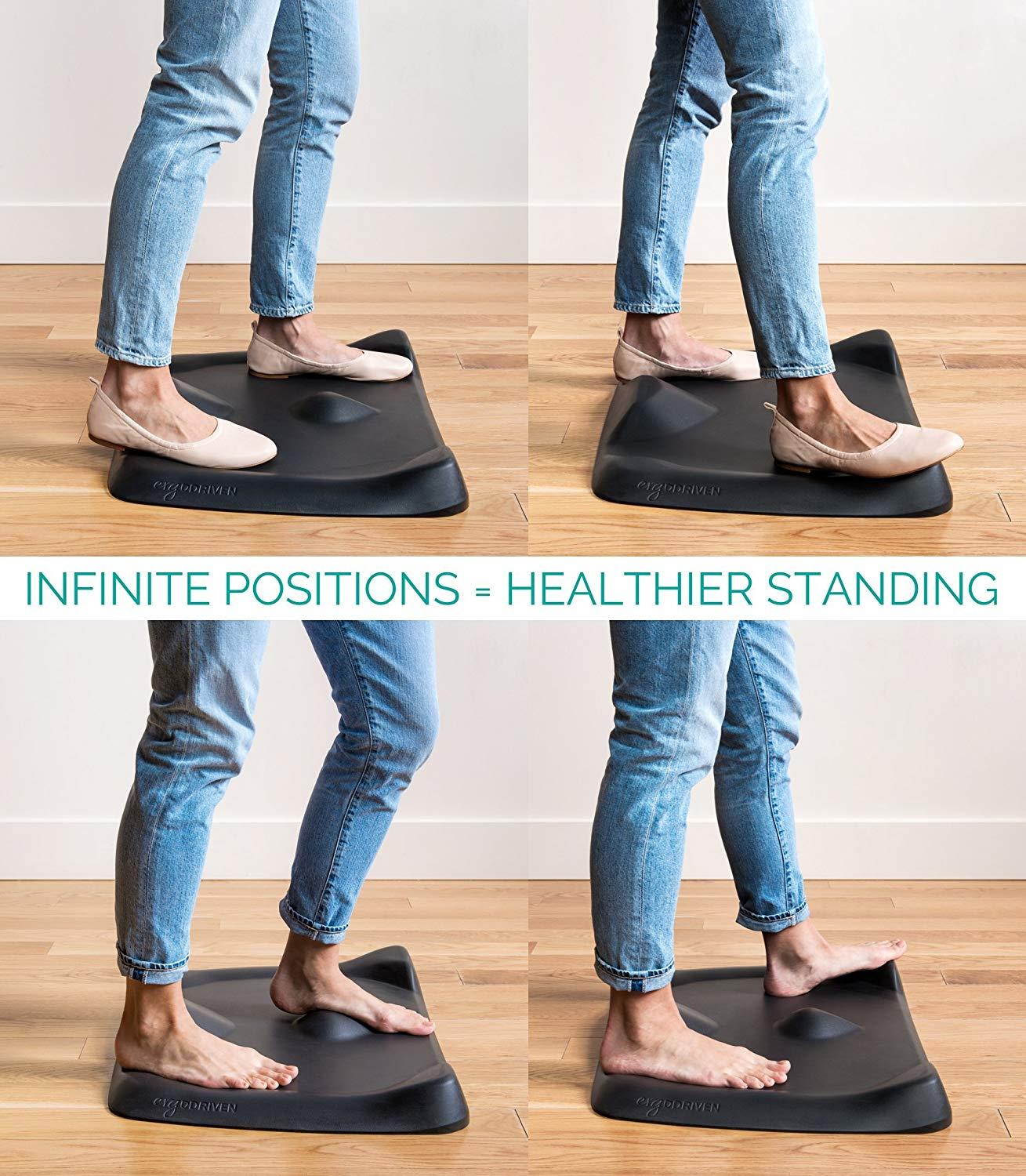 Topo Mini by Ergodriven | The Smaller Not-Flat Standing Desk Anti-Fatigue Mat with Calculated Terrain (Obsidian Black)