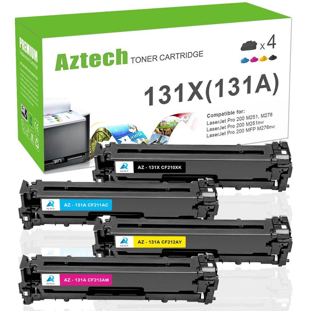 Aztech Compatible Toner Cartridge Replacement for HP Laserjet 131A HP CF210A 131X CF210X MFP M276NW M251NW Ink HP Laserjet Pro 200 Color M251NW MFP M276NW Canon Image CLASS MF8280Cw Printer(KCYM, 4PK)