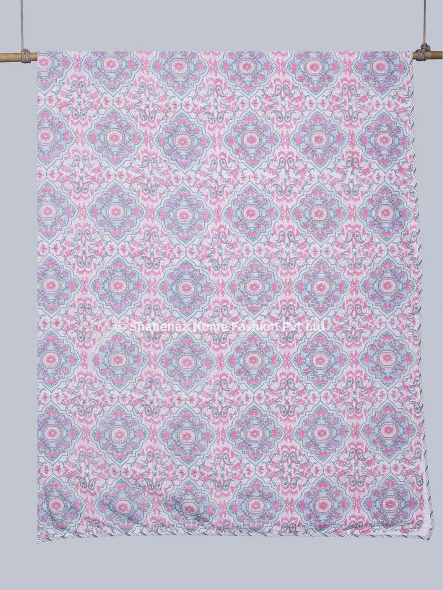 Shahenaz Charvi Floral Aqua Cotton Single Reversible Dohar