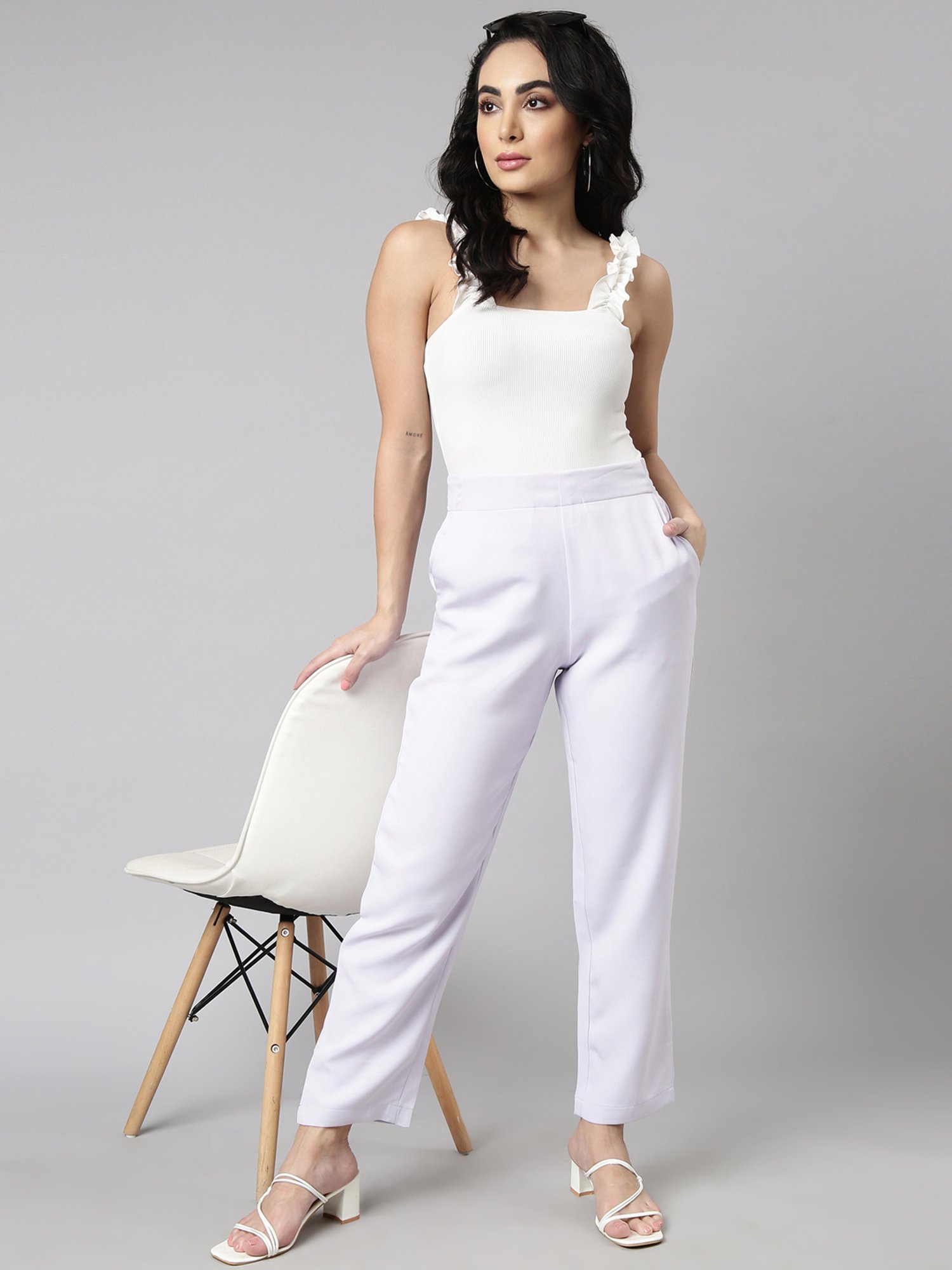 SHOWOFF Lavender Regular Fit Trousers