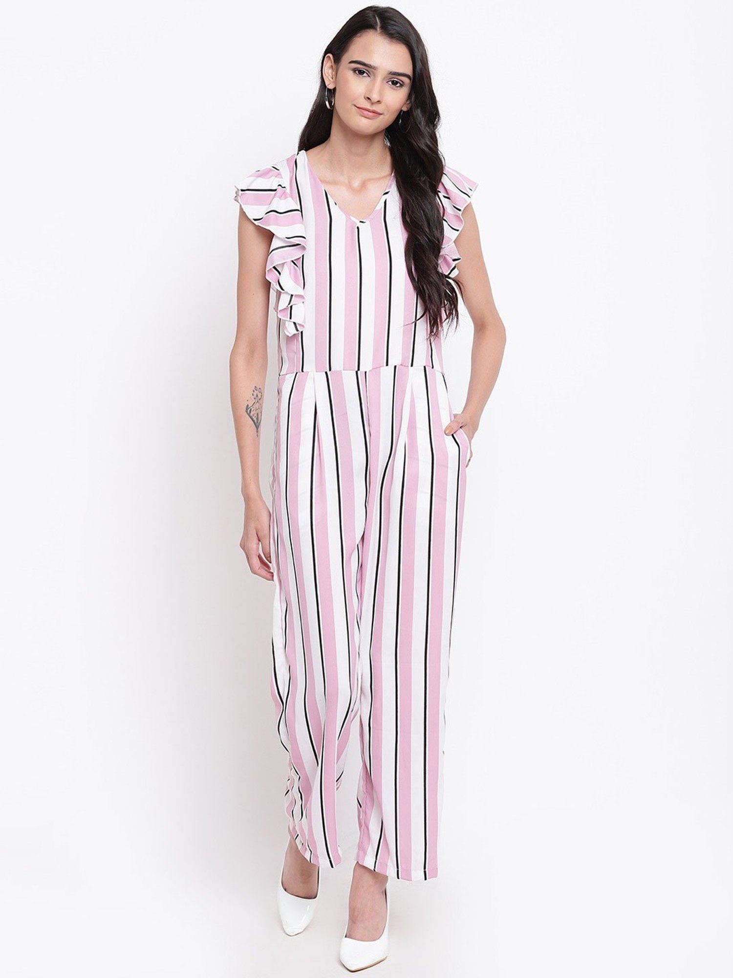 Belle Fille Multicolor Striped Jumpsuit