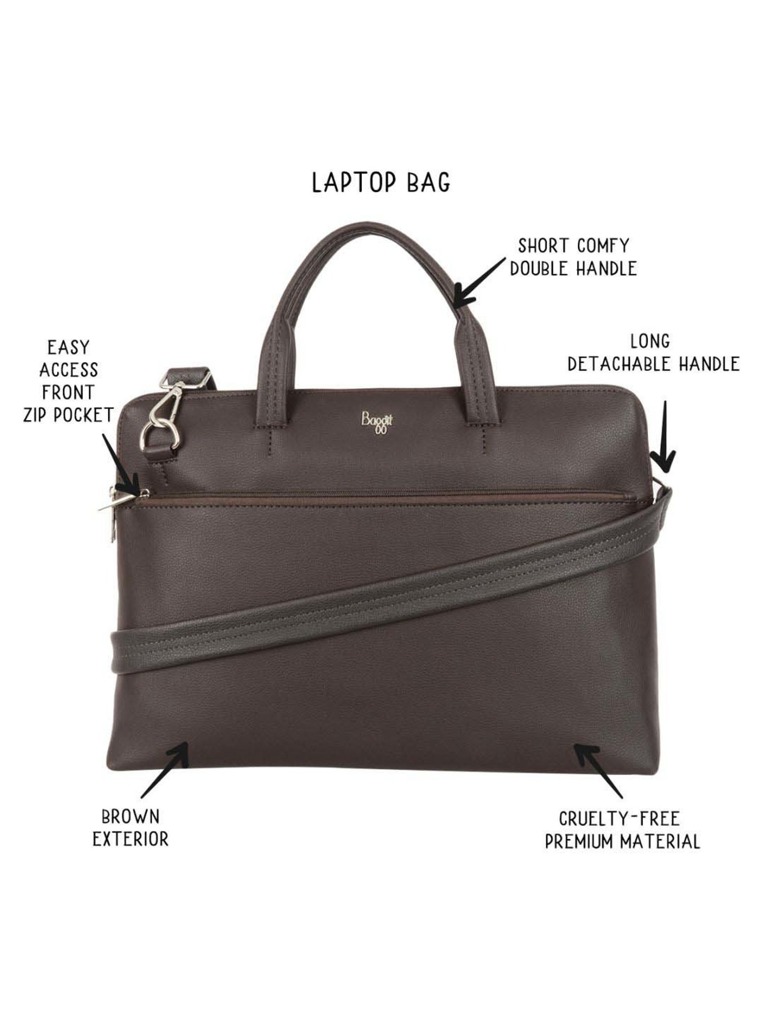 Baggit Brown PVC Solid Laptop Messenger Bag