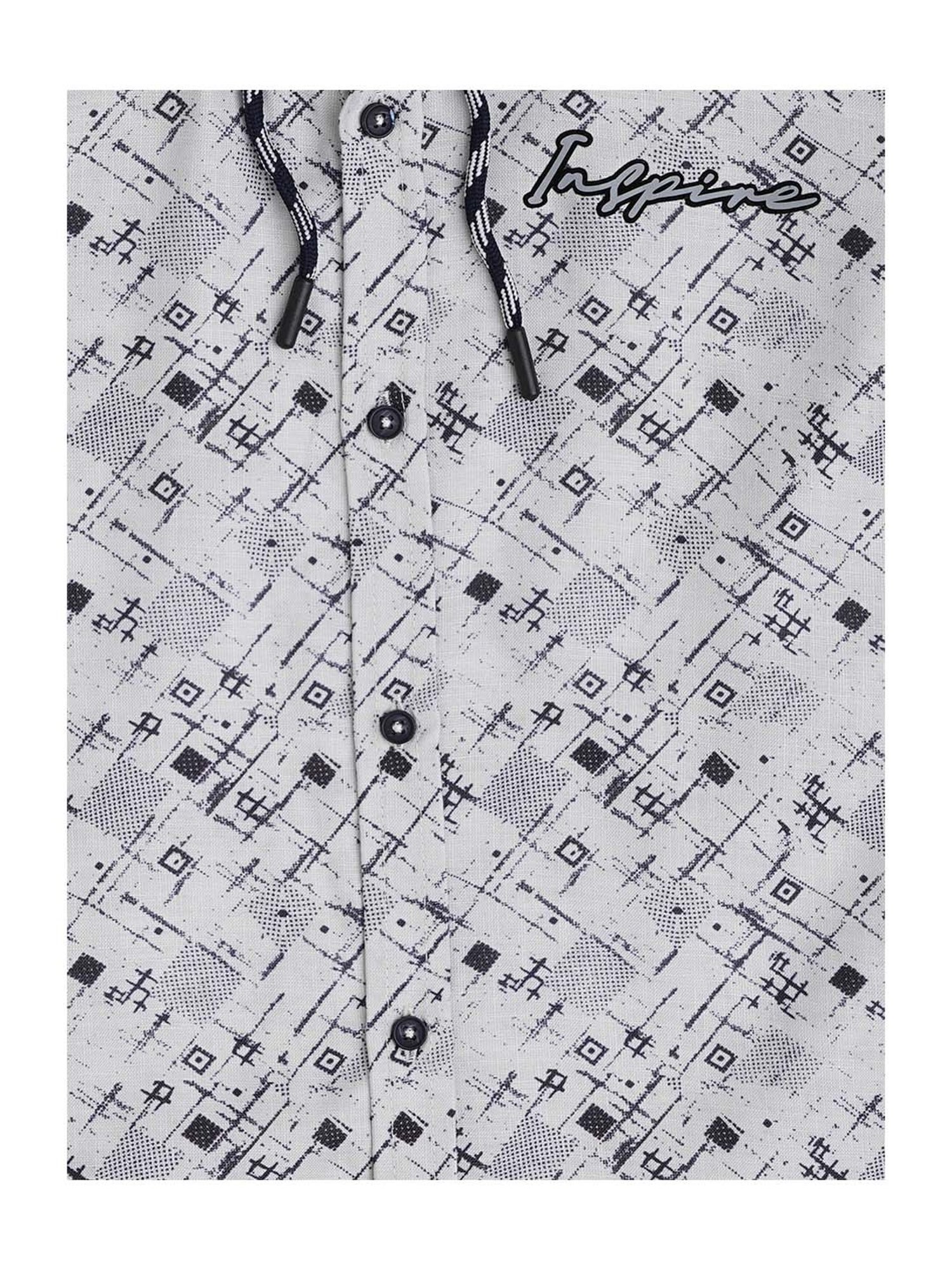 Cavio Kids Grey & White Cotton Printed Shirt with T-Shirt