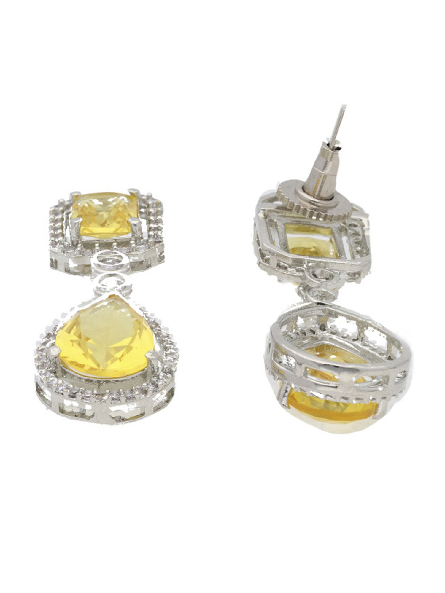 Curio Cottage Diamante Topaz Yellow Cubic Zirconia Drop Earrings