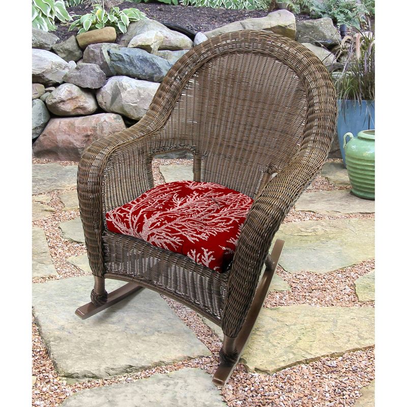 Outdoor Set Of 2 Wicker Chair Cushions In Seacoral Red - Jordan Manufacturing