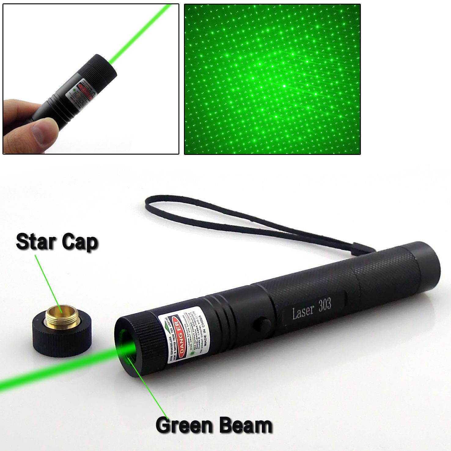 10Miles 532nm 303 Green Laser Pointer Lazer Pen Beam Light +2*18650+Dual Charger