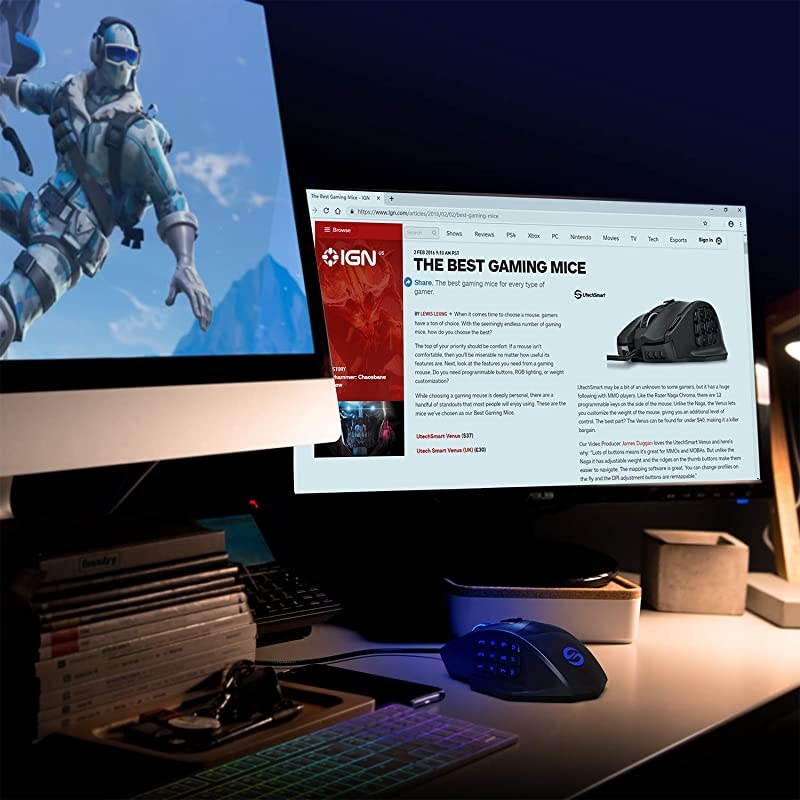 Venus Gaming Mouse RGB Wired 16400 DPI High Precision Laser Programmable MMO Computer Gaming Mice IGNs Recommendation