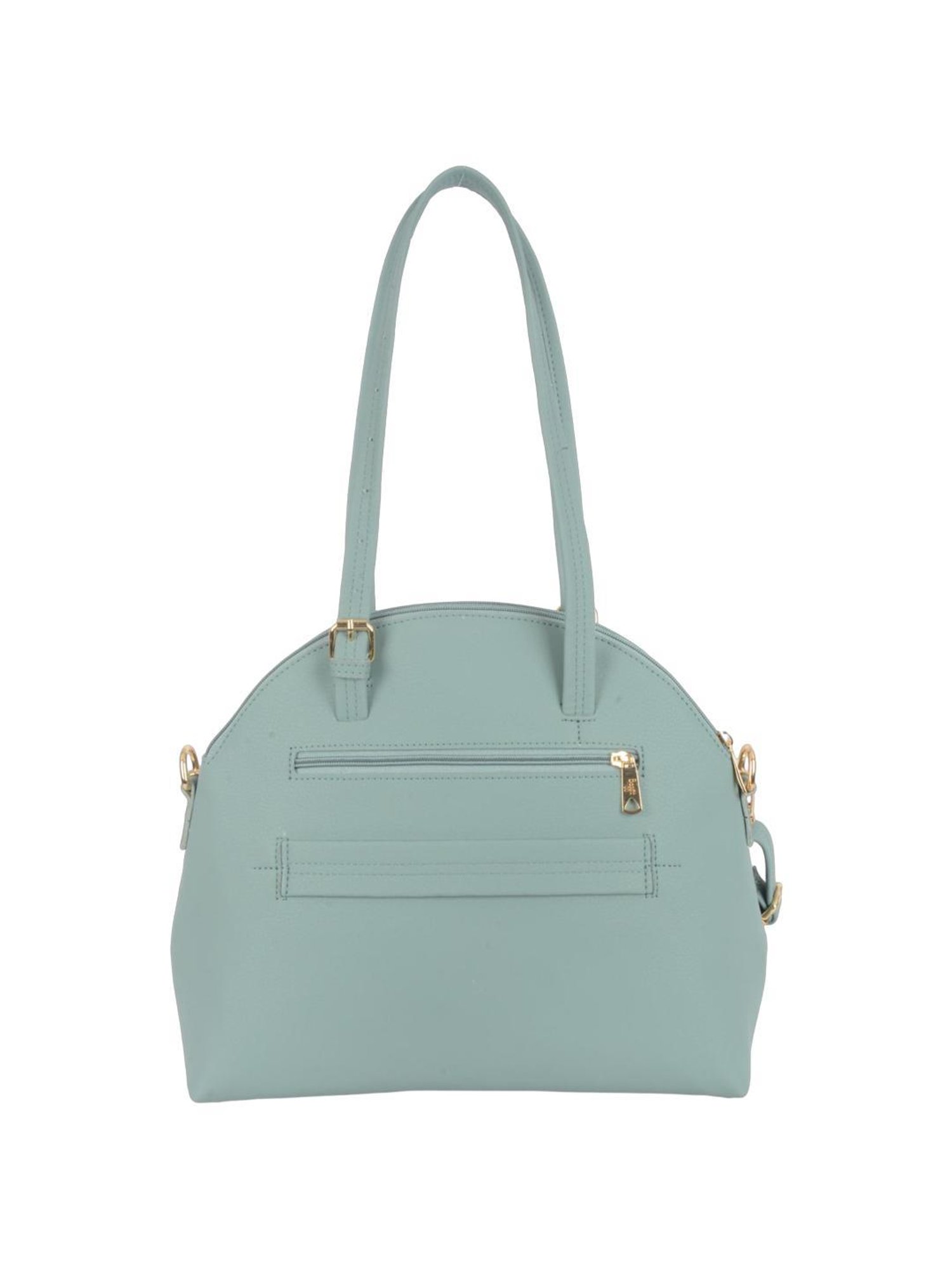 Baggit Mesa Green PU Solid Bowler Shoulder Handbag