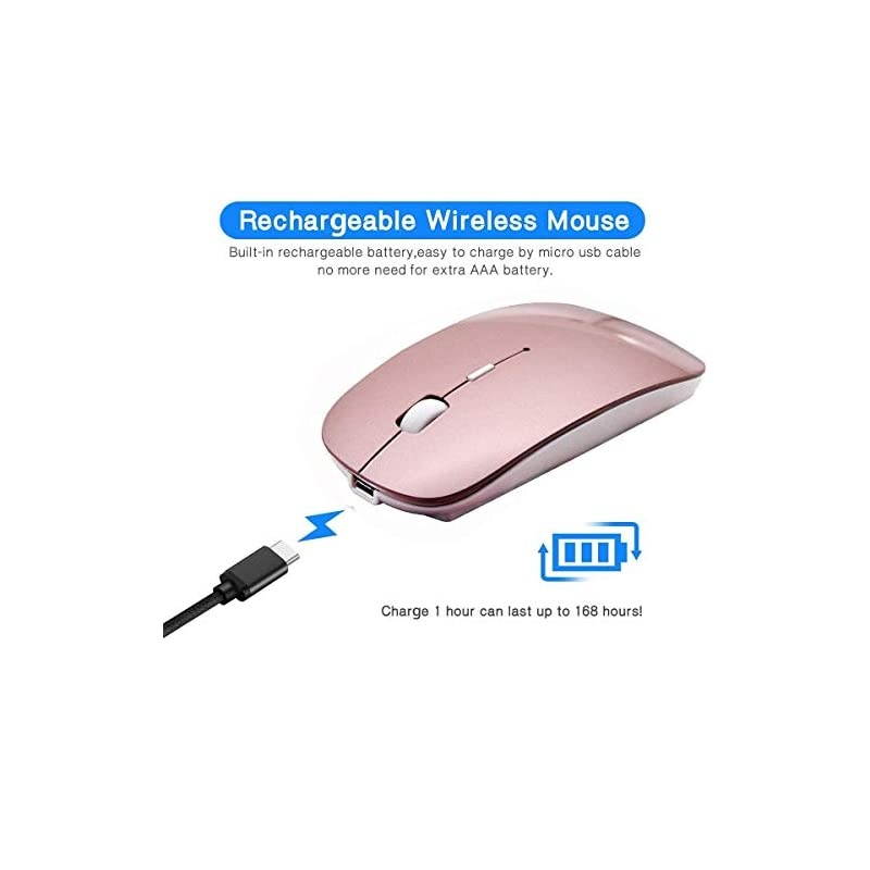 Mouse Rechargeable Wireless Mouse for MacBook ProWireless Mouse for Laptop PC Computer Rose Gold