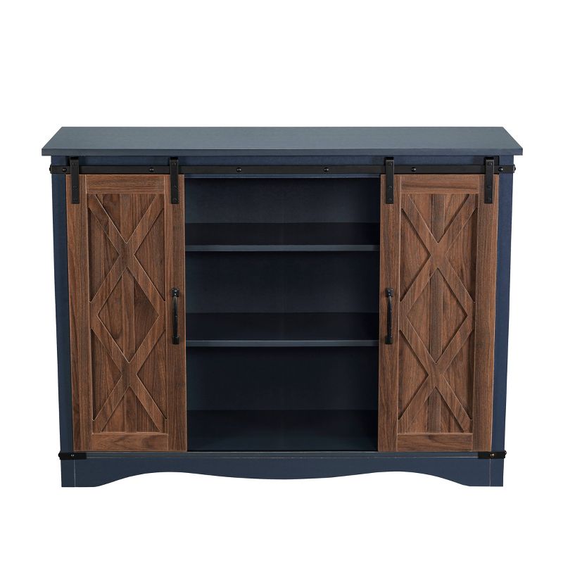 47" Barn Door Storage Accent Cabinet Navy - Home Essentials