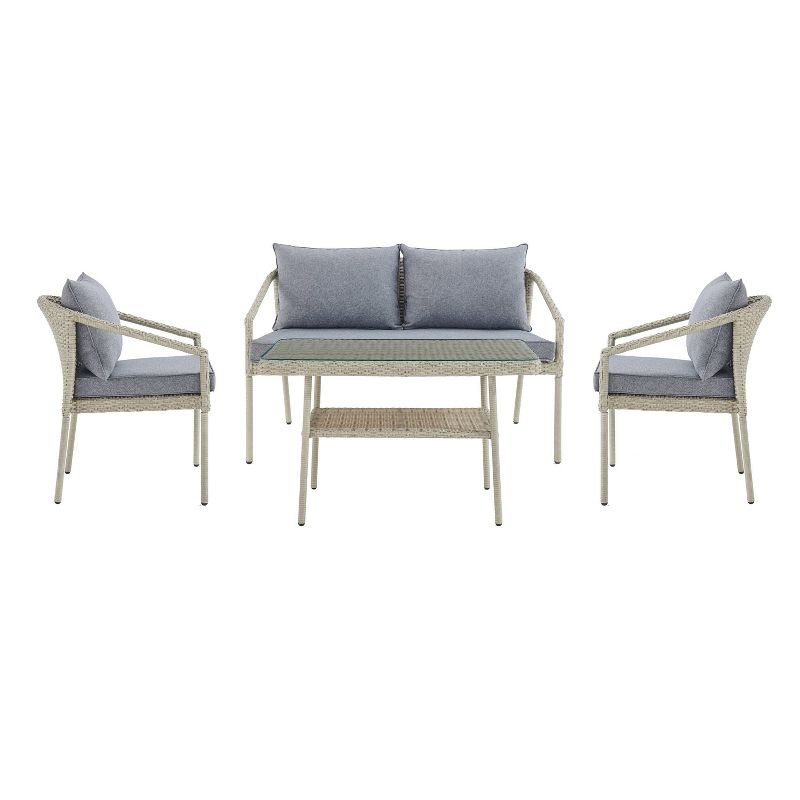 4pc All-Weather Wicker Windham Outdoor Conversation Set Gray - Alaterre Furniture