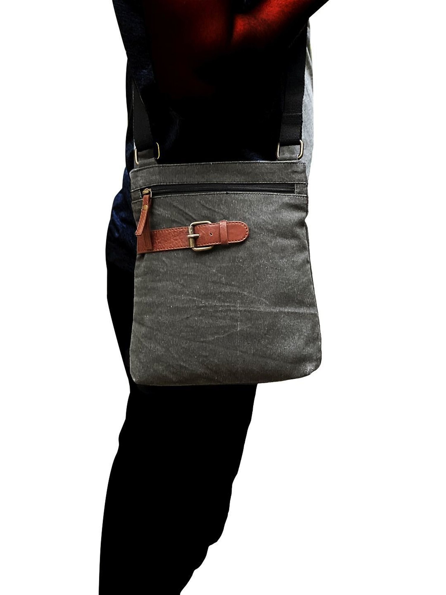 Mona B Grey Solid Medium Cross Body Bag