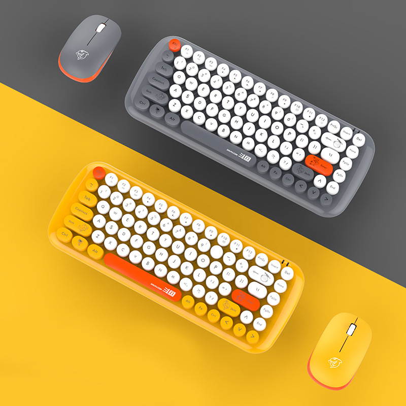 theone DKS2000 Wireless keyboard and mouse set 2.4g punk round keycap office keyboard Yellow